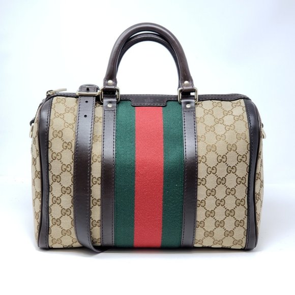 Gucci Boston Vintage Canvas Brown Satchel Bag - Picture 2 of 15